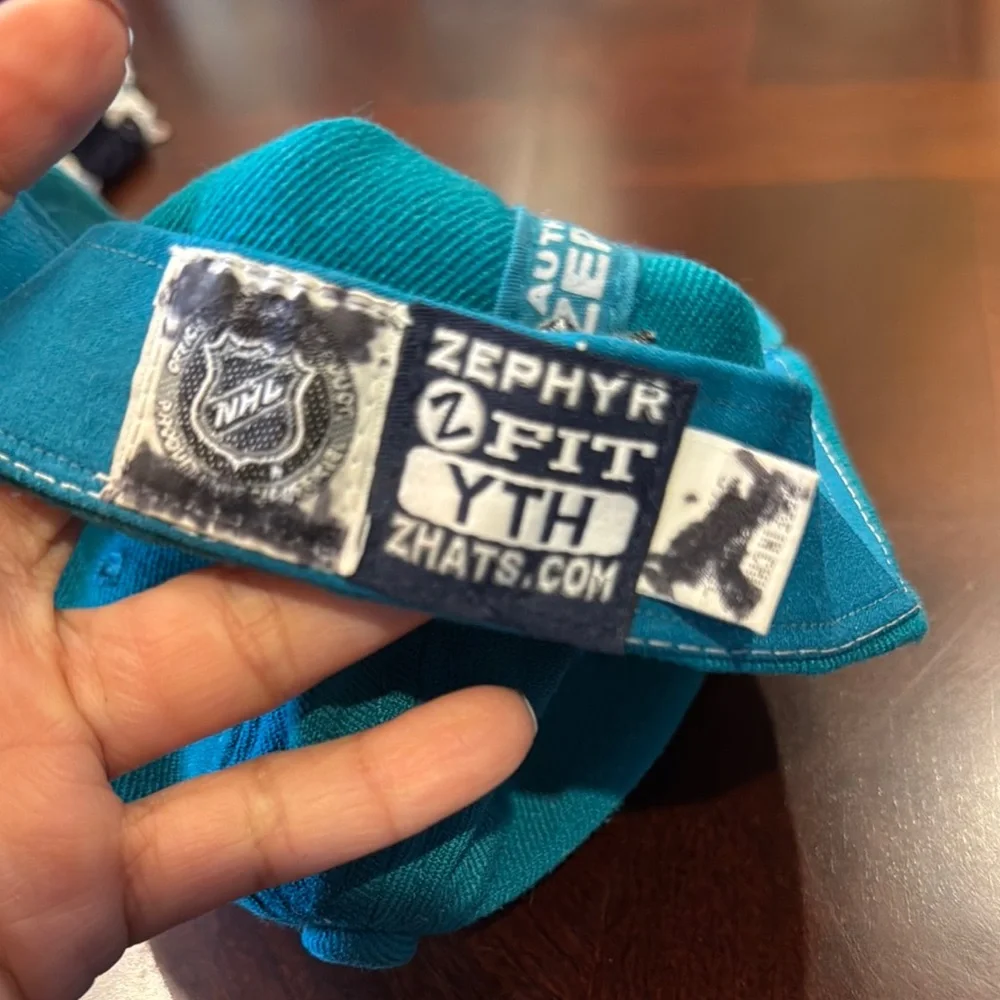 Zephyr Kids cap Teal and White Cap with Shark Logo Youth